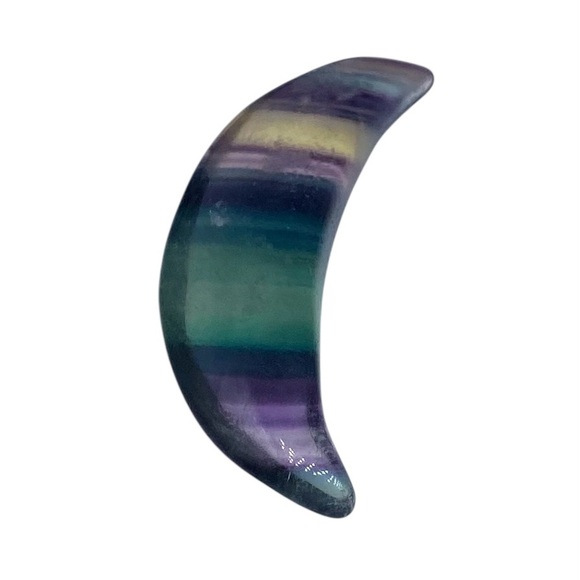 Other - Rainbow Fluorite Crescent Moon Hand Carved Carving Celestial Gift Stone Crystal